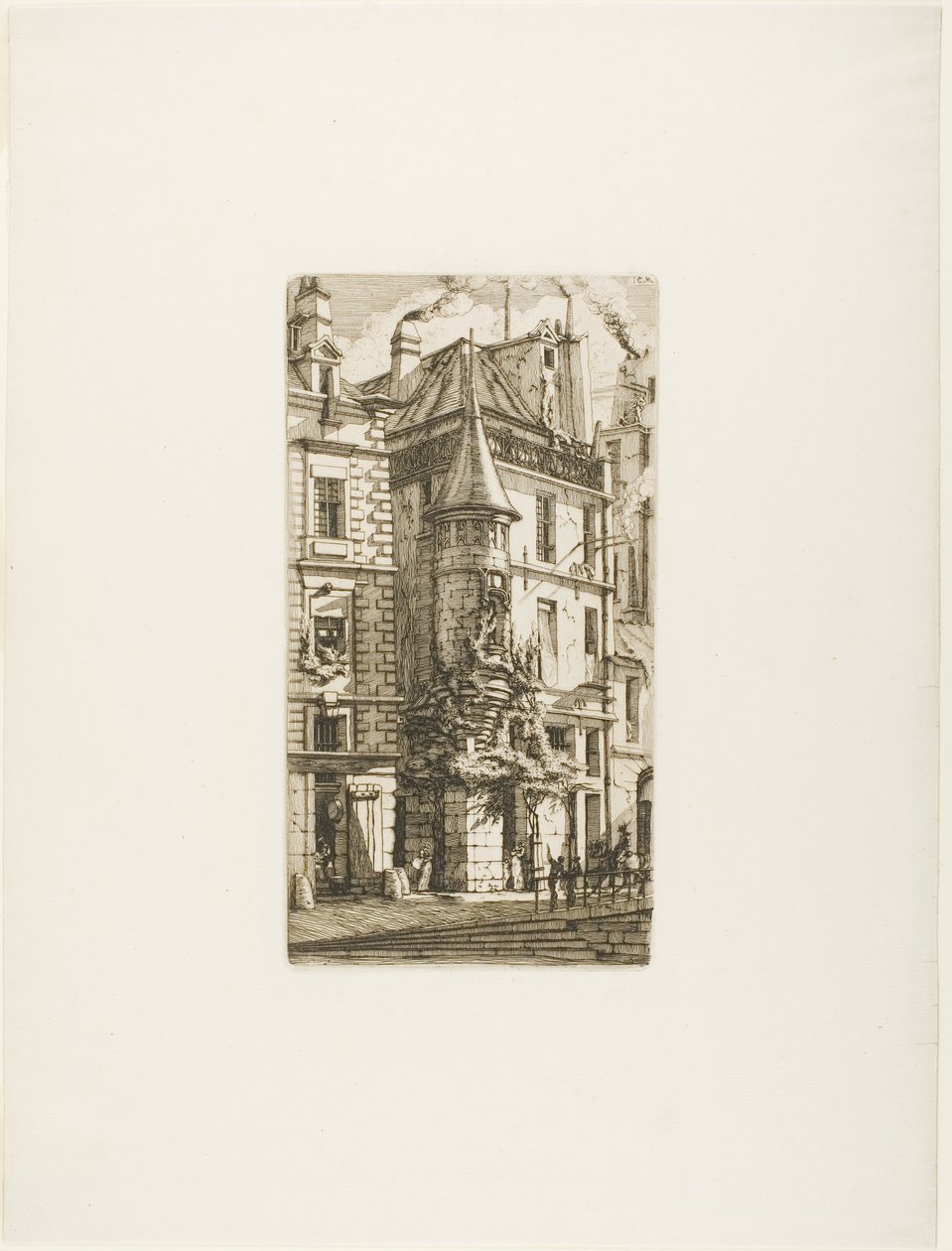 Hus med torn, rue de la Tixéranderie av Charles Meryon