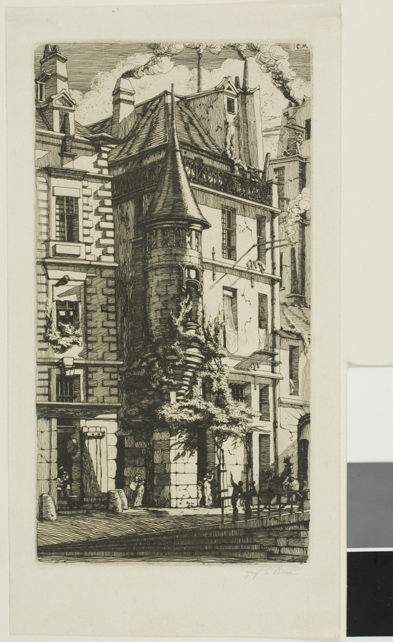 Hus med ett torn, rue de la Tixéranderie, Paris av Charles Meryon