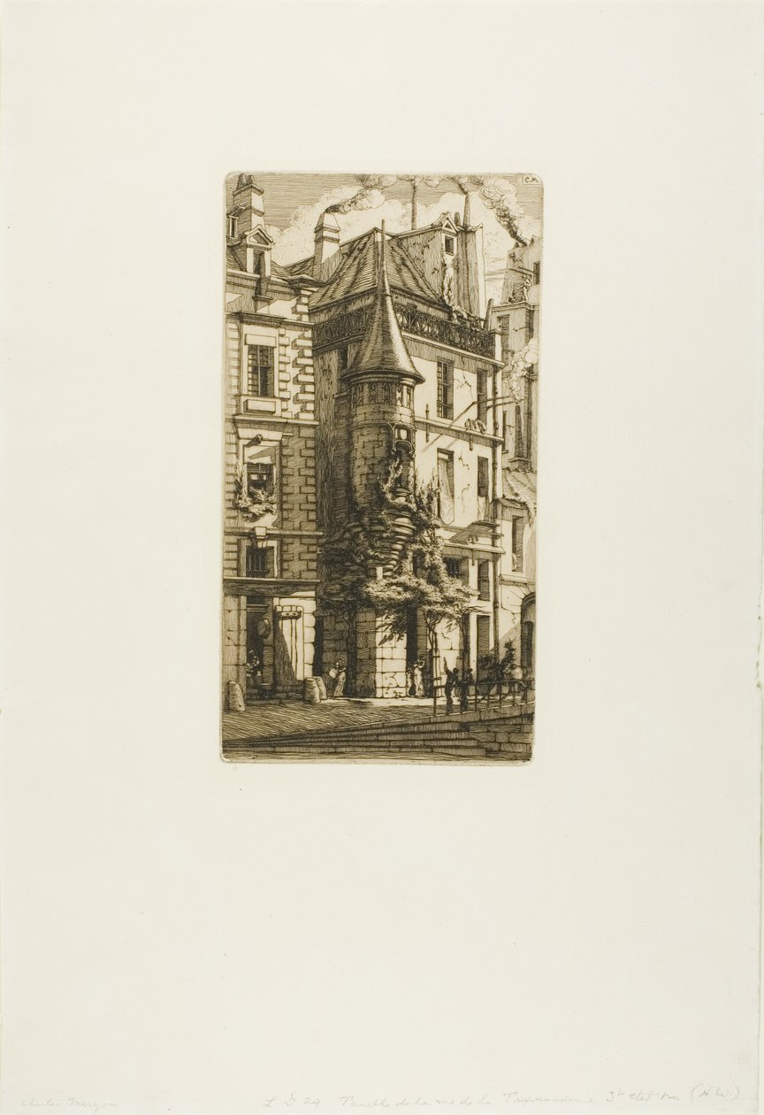 Hus med ett torn, rue de la Tixéranderie, Paris av Charles Meryon