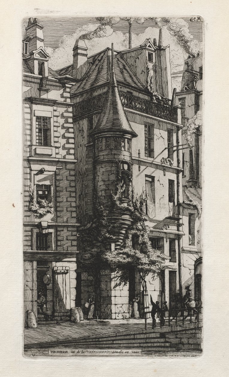 Hus med ett torn, rue de la Tixéranderie, Paris av Charles Meryon