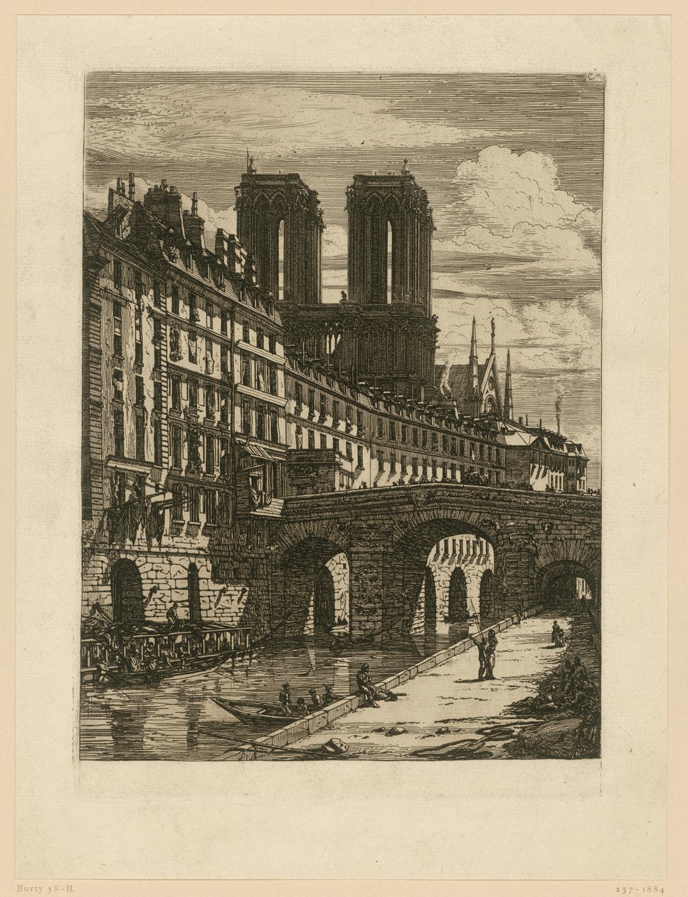 Tryckeri Rue neuve, St Etienne-du-Mont av Charles Meryon