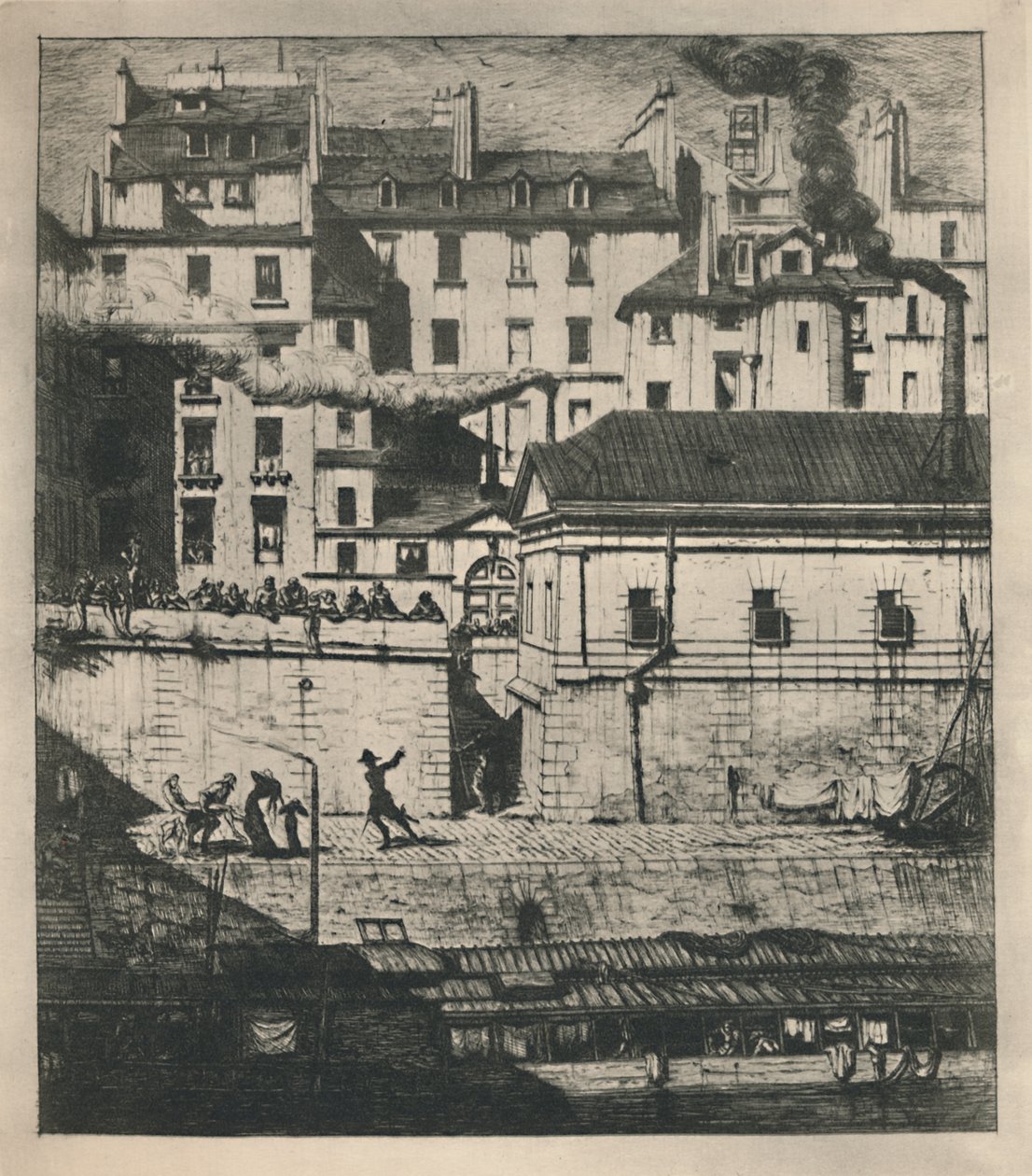 La Morgue 3rd State, 9 18 x 8 18 tum, 1854, 1927 av Charles Meryon