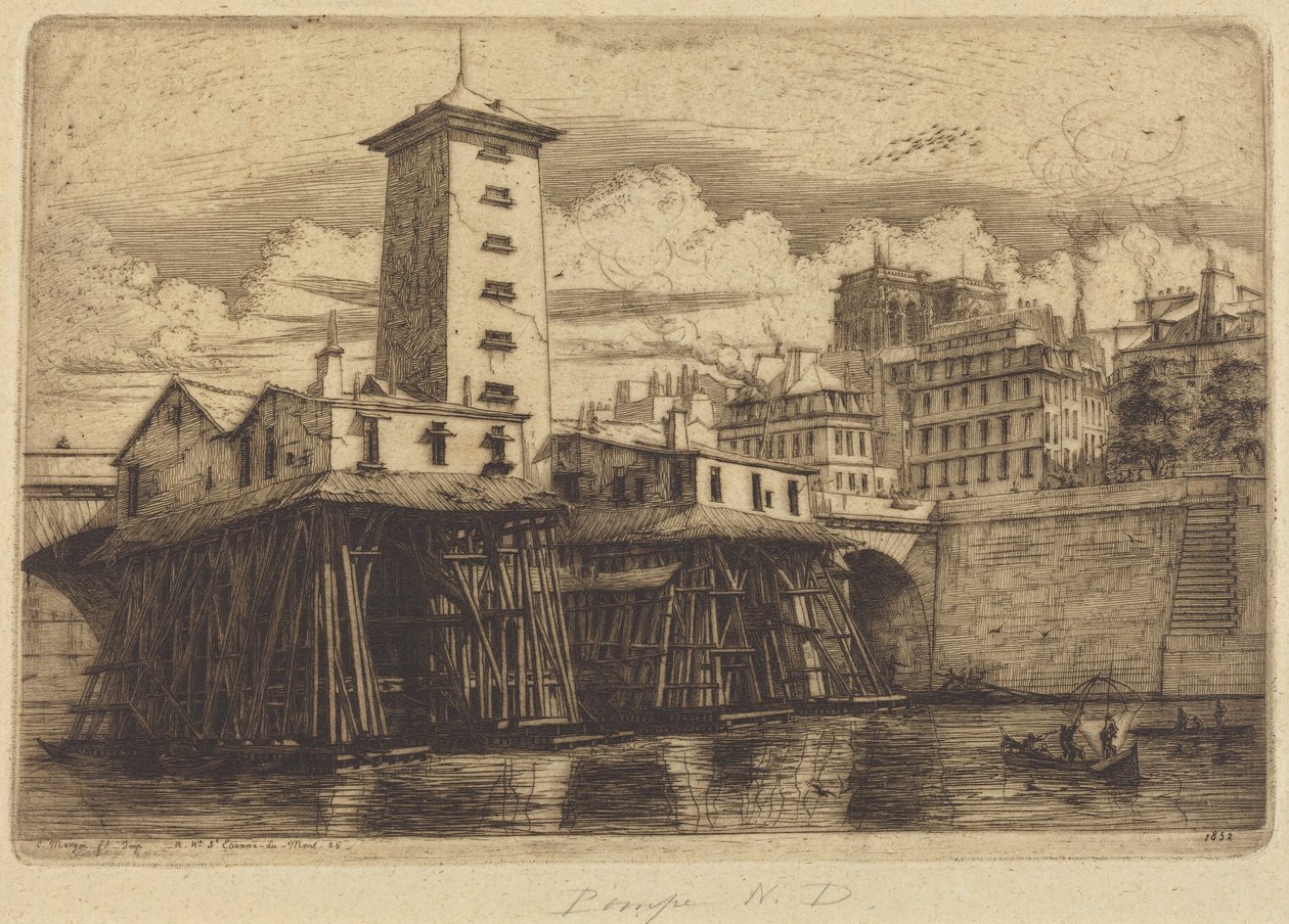 Notre-Dame-pumpen, Paris av Charles Meryon