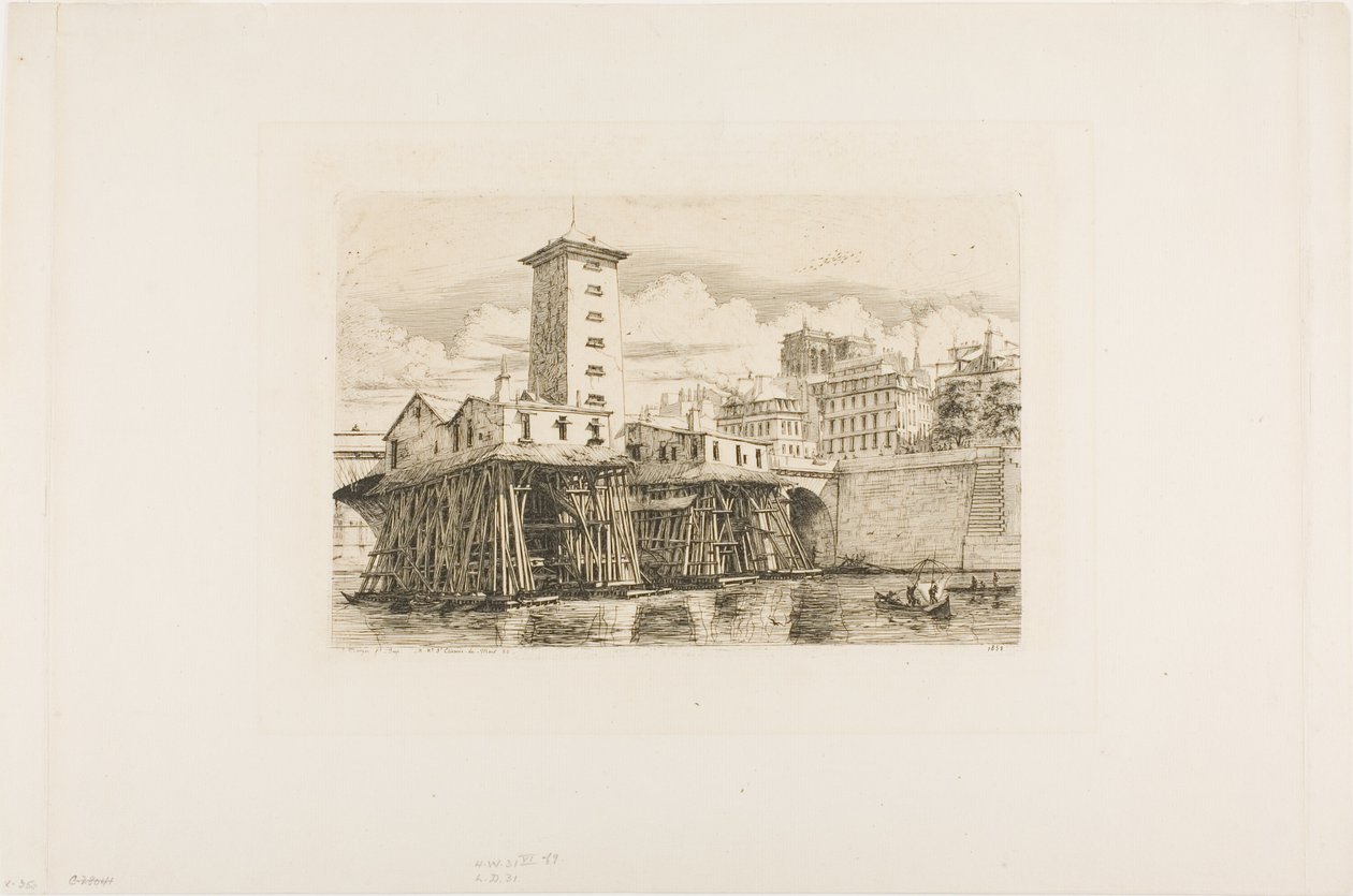 Notre Dame Pump, Paris av Charles Meryon