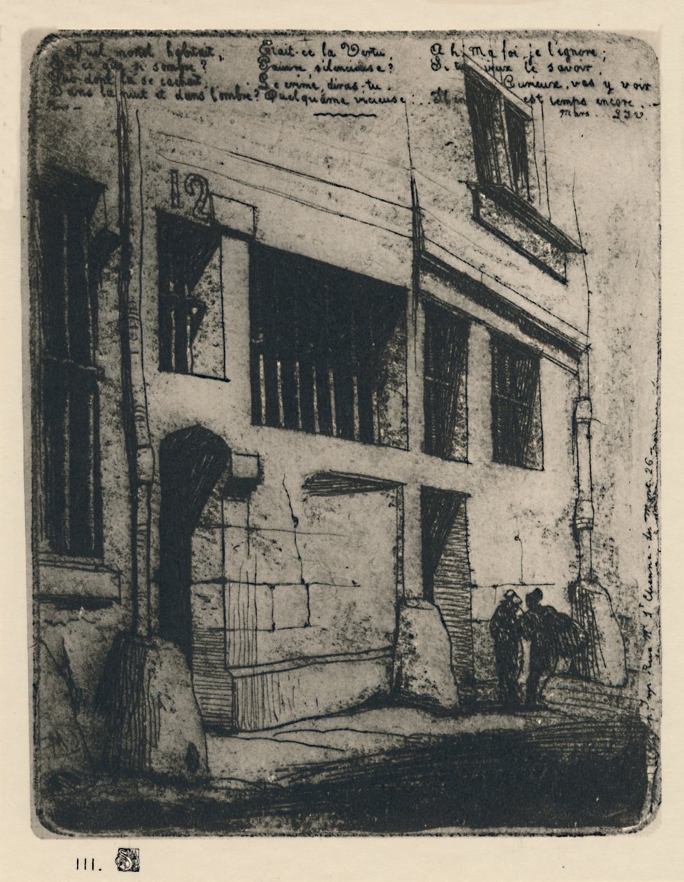 La Rue Des Bad Garcons 3:e delstaten, 5 x 3 78 tum, 1854, 1927 av Charles Meryon