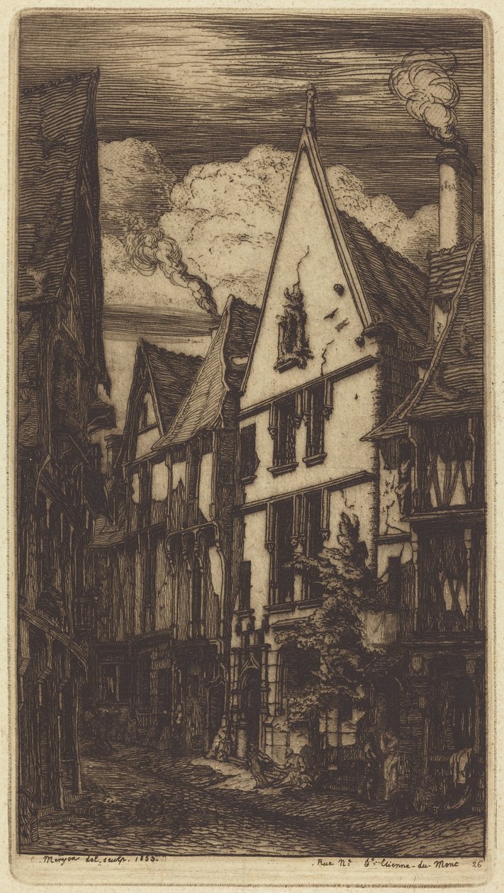 Rue des Toiles i Bourges av Charles Meryon