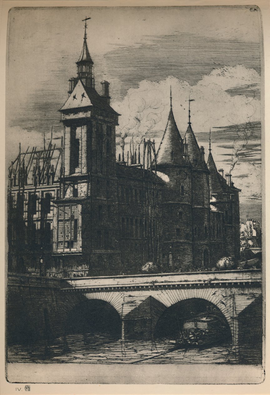La Tour De LHorloge 3rd State, 10 516 x 7 14 tum, 1852, 1927 av Charles Meryon