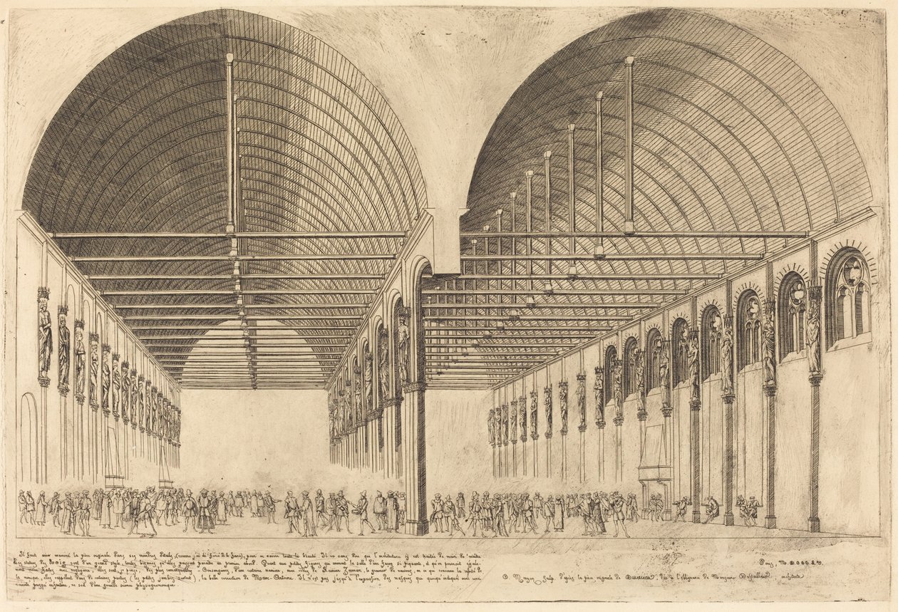Salle des Pas-Perdus vid det tidigare Palais-de-Justice, Paris (Förkammaren till Justitiepalatset, Paris) av Charles Meryon