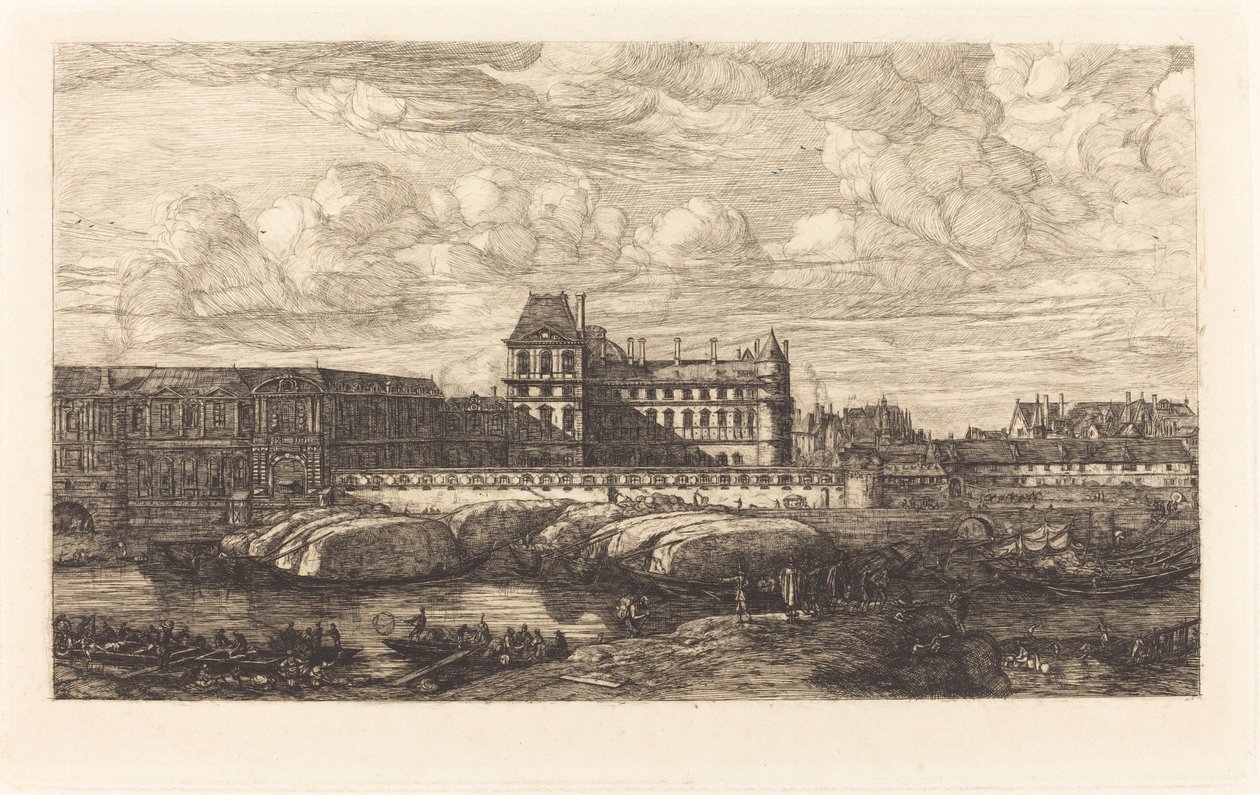 Gamla Louvren, från en målning av Zeeman, 1651 av Charles Meryon