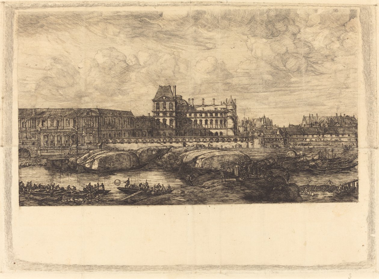 Den gamla Louvren från en målning av Zeeman, 1651 (Den gamla Louvren, från en målning av Zeeman, l651) av Charles Meryon