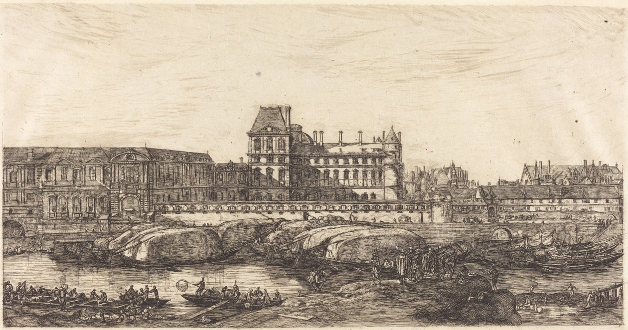 Gamla Louvren, från en målning av Zeeman, 1651 av Charles Meryon