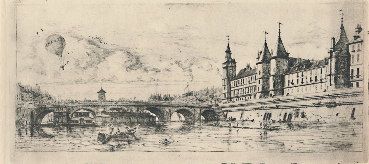 Le Pont-Au-Change 2nd State, 6 18 x 13 116 tum, 1854, 1927 av Charles Meryon
