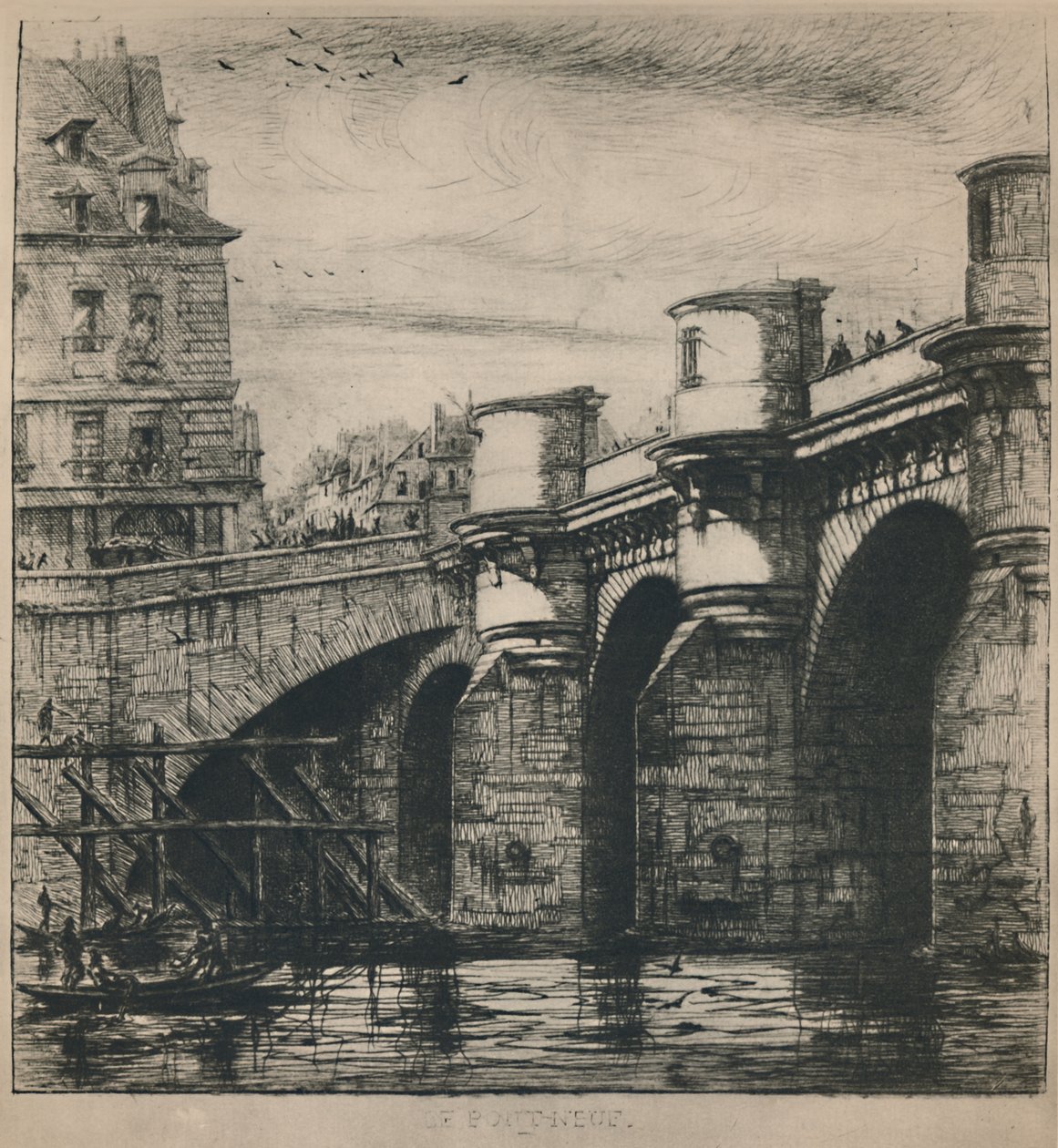 The Pont-Neuf 8th State, 7 316 x 7 14 tum, 1853, 1927 av Charles Meryon