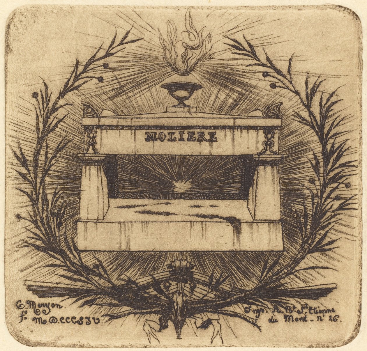 Molières grav, på Père-Lachaise-kyrkogården, Paris av Charles Meryon