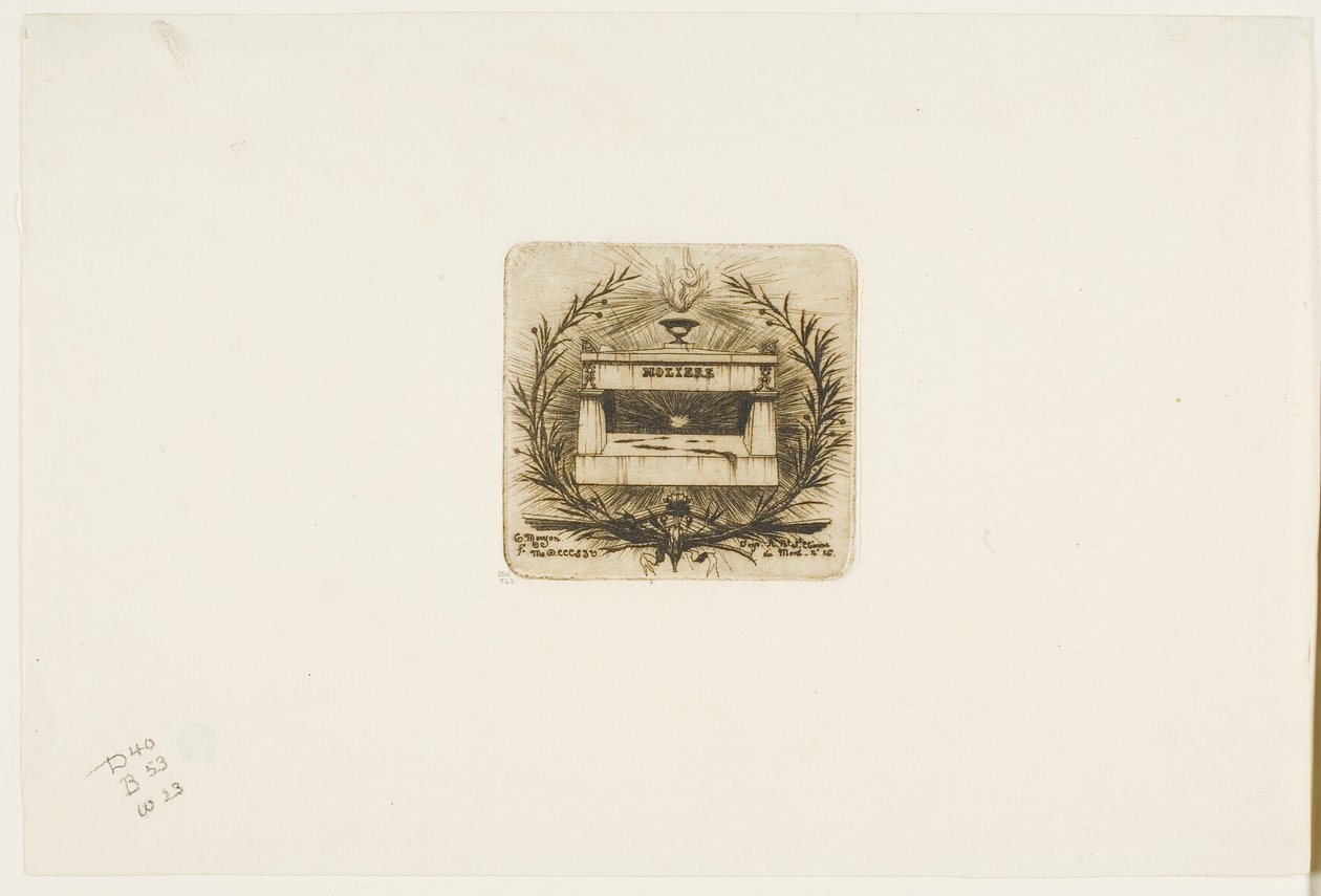 Molières grav, Père-Lachaise-kyrkogården, Paris av Charles Meryon