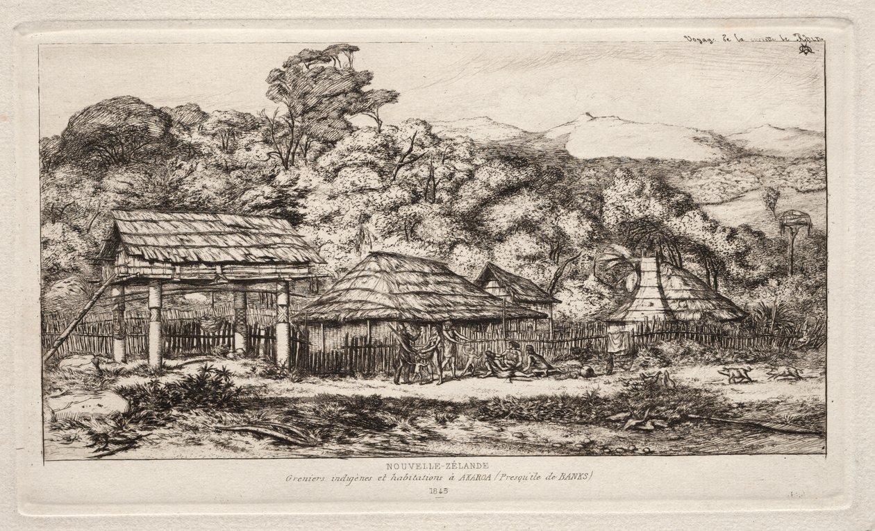 Inhemska lador och hyddor på Akaroa, Banks