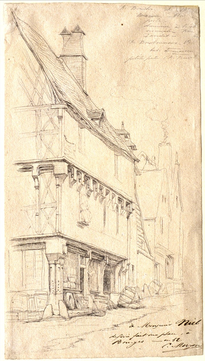 Gammalt hus i Bourges: ”La Maison du Musicien” av Charles Meryon