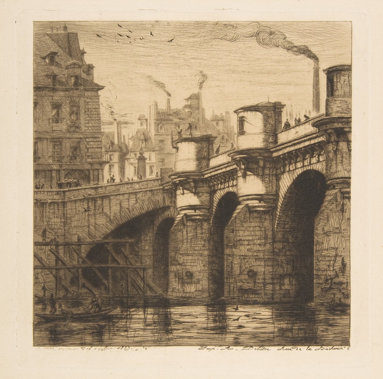 Pont-Neuf, Paris, ur "Etsningar från Paris" av Charles Meryon