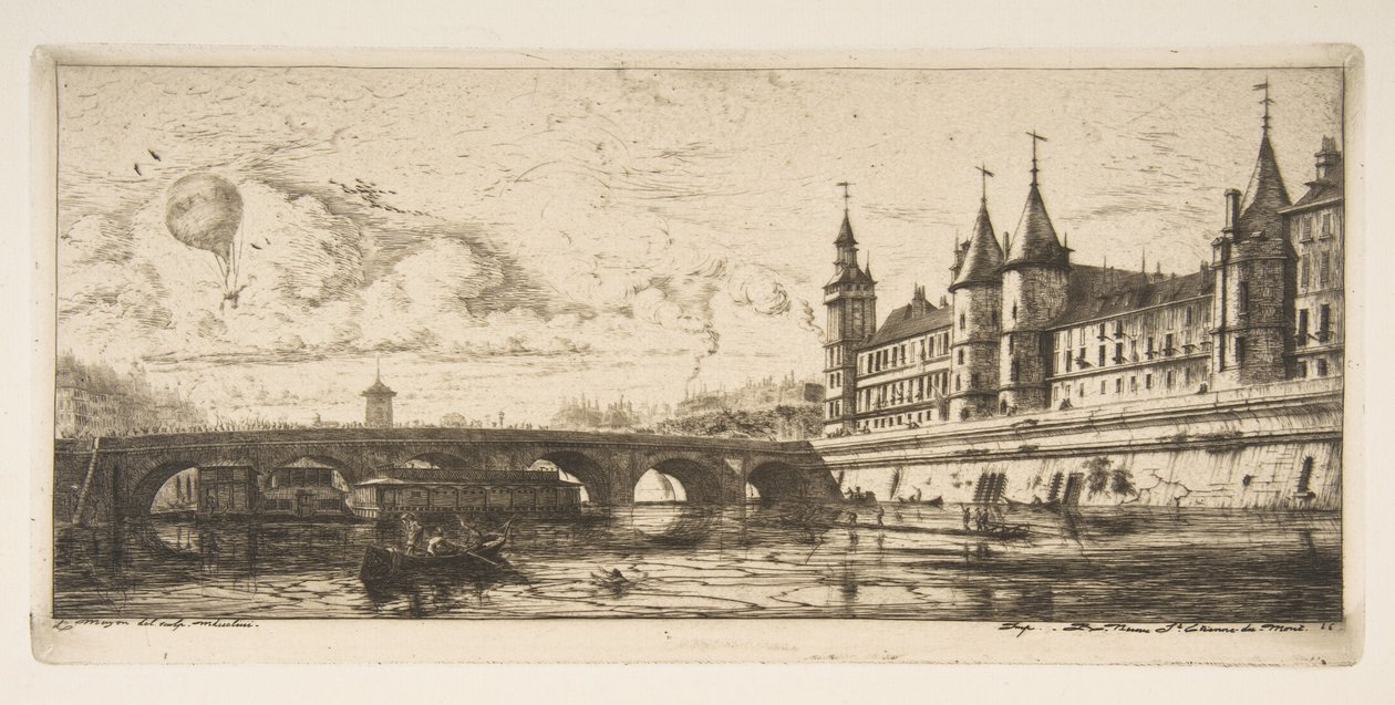 Pont-au-Change, Paris, ur "Etsningar från Paris" av Charles Meryon