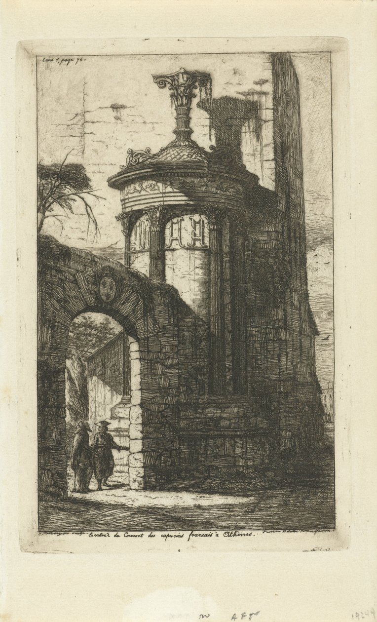Port vid ingången till klostret för franska kapuciner i Aten Entrée du convent des Capucins Francais a Athenes (titel på objektet) av Charles Meryon