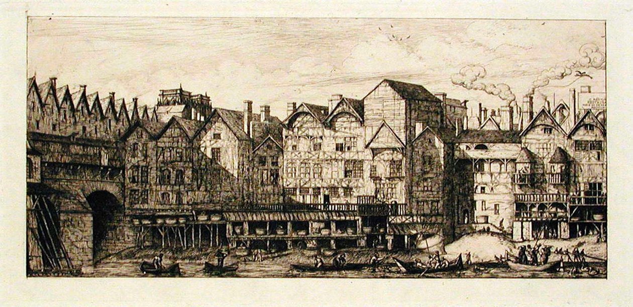 Porten till Cité i slutet av 1600-talet, Paris av Charles Meryon