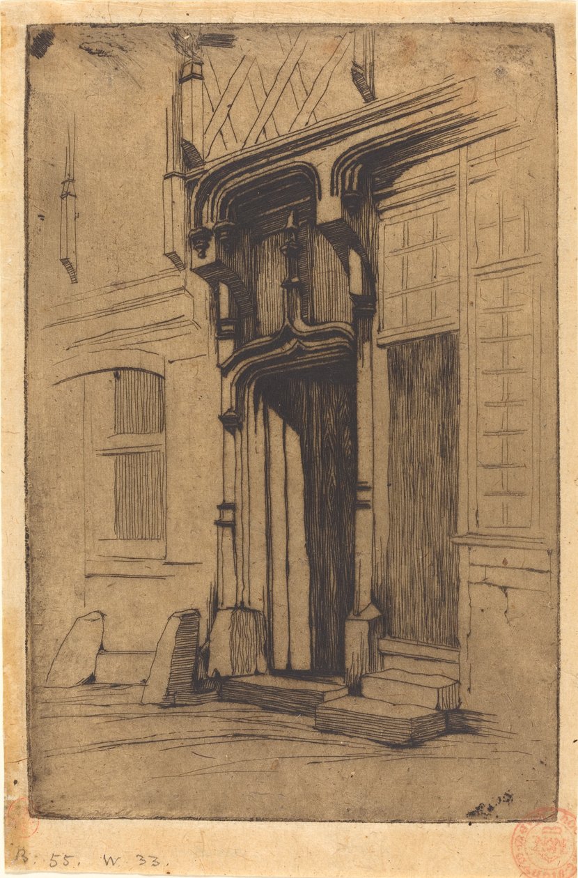 Dörröppningen till ett antikt kloster, i Rue Mirabeau, Bourges av Charles Meryon
