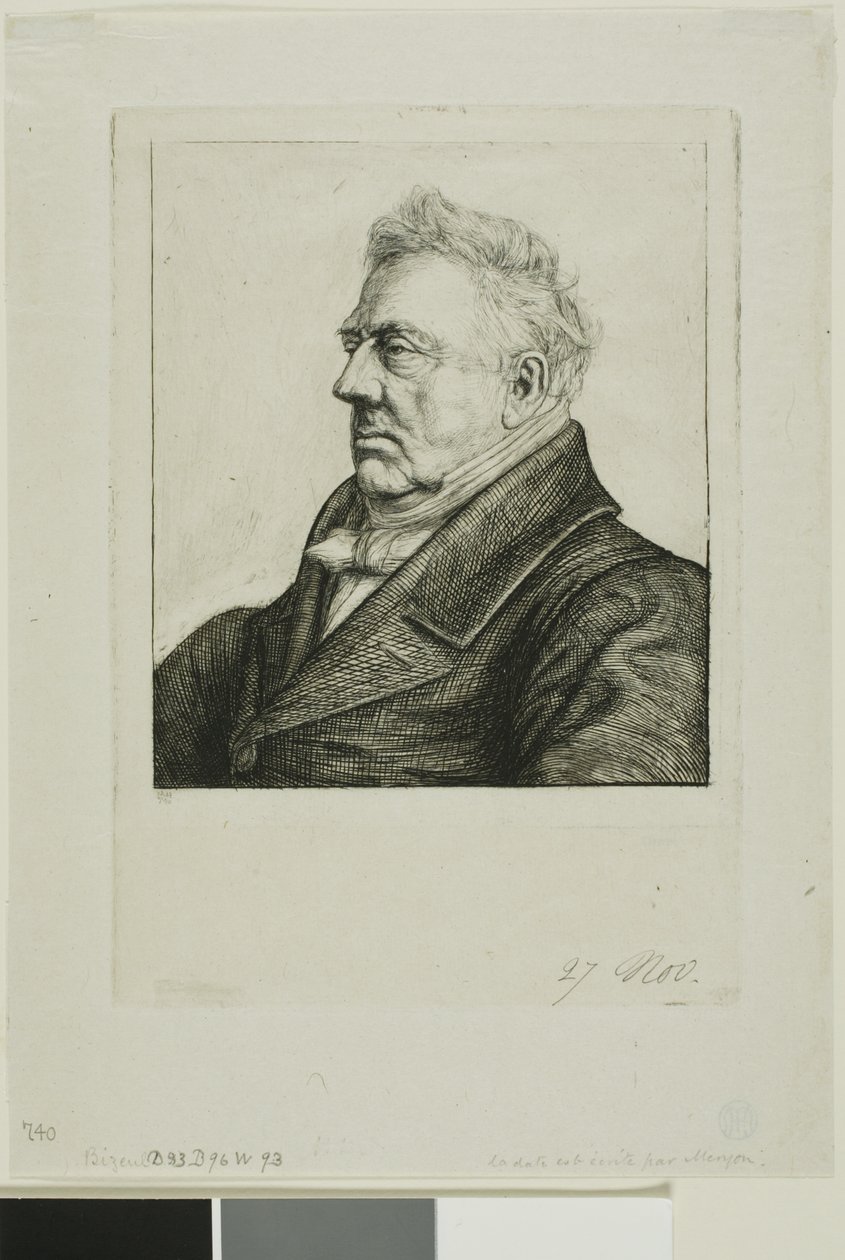 Porträtt av Louis Jacques Marie Bizeul, den bretonska arkeologen av Charles Meryon