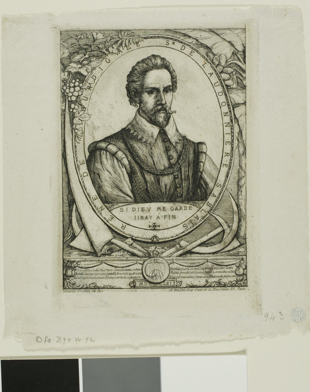 Porträtt av René de Laudonnière Sablais (de Burdigale) av Charles Meryon