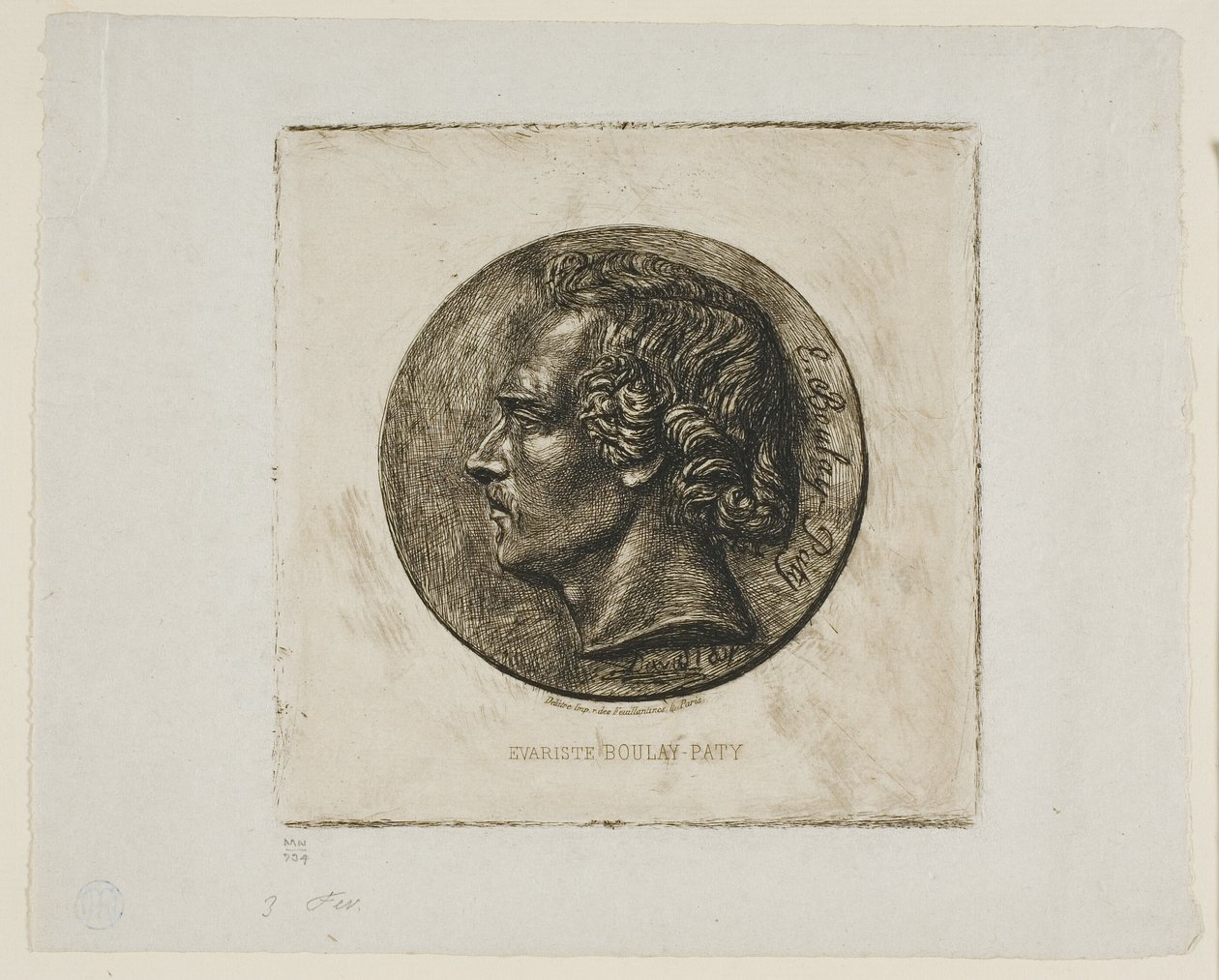 Porträtt av poeten Evariste Boulay-Paty av Charles Meryon