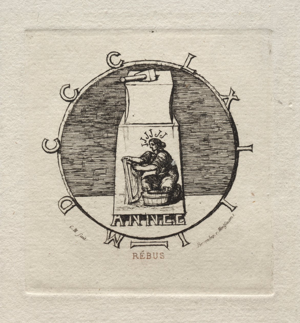 Rebus: Här ligger den antika vendetta, 1863. av Charles Meryon