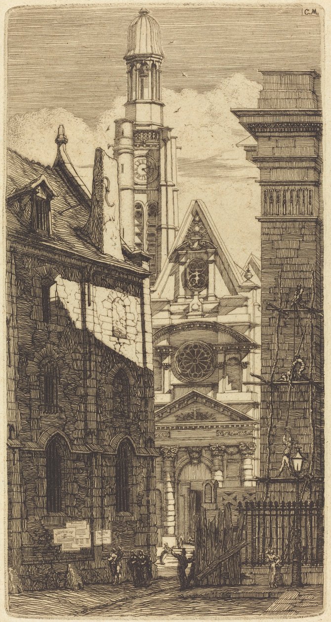 Saint-Etienne-du-Mont, Paris (St. Stefanskyrkan av berget, Paris) av Charles Meryon