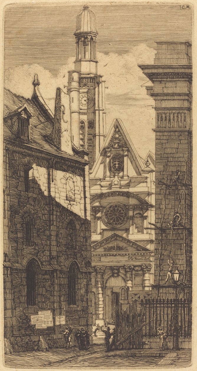 Saint-Etienne-du-Mont, Paris (St. Stefanskyrkan av berget, Paris) av Charles Meryon