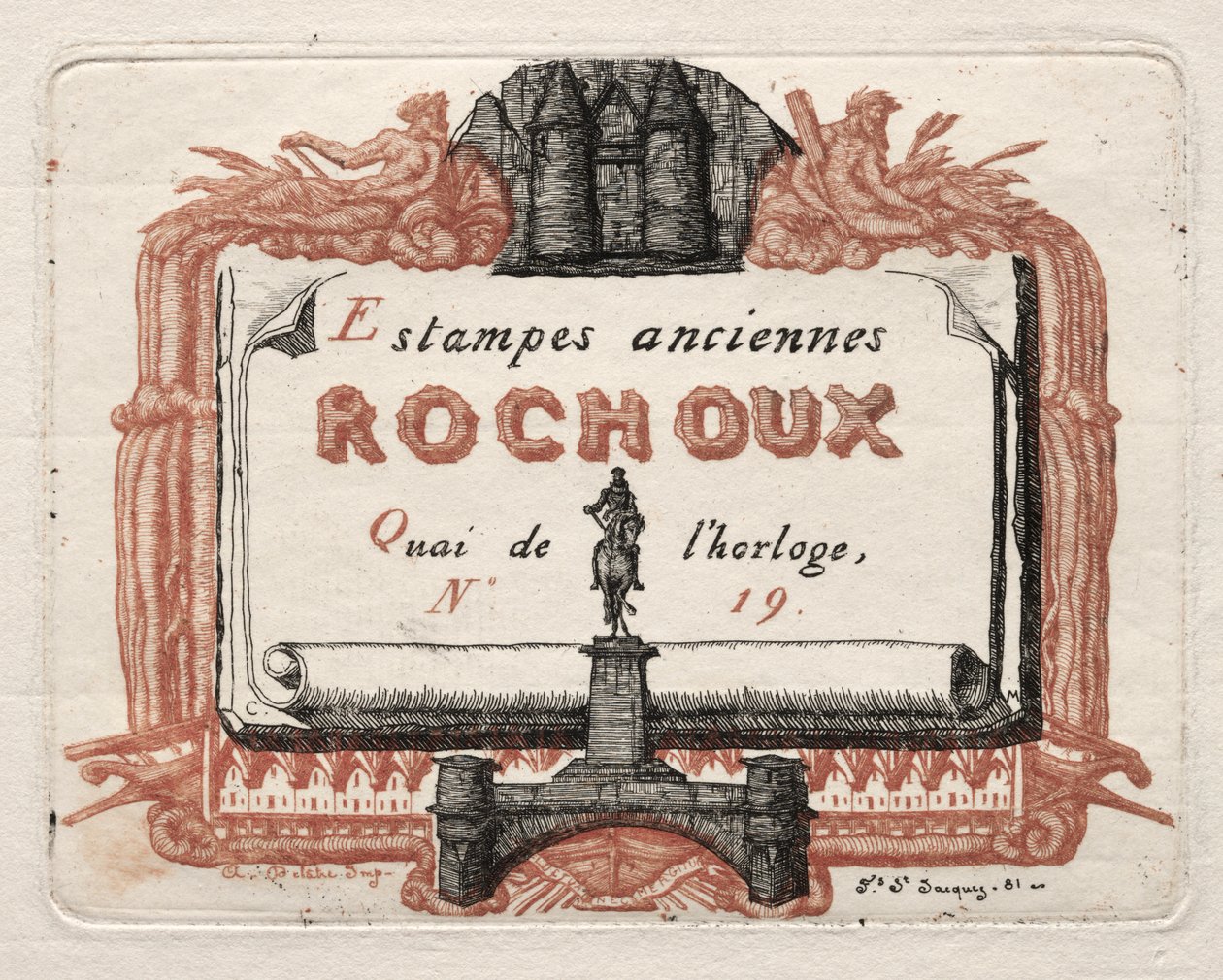 Adresskortet för Rochoux, en tryckeriet av Charles Meryon