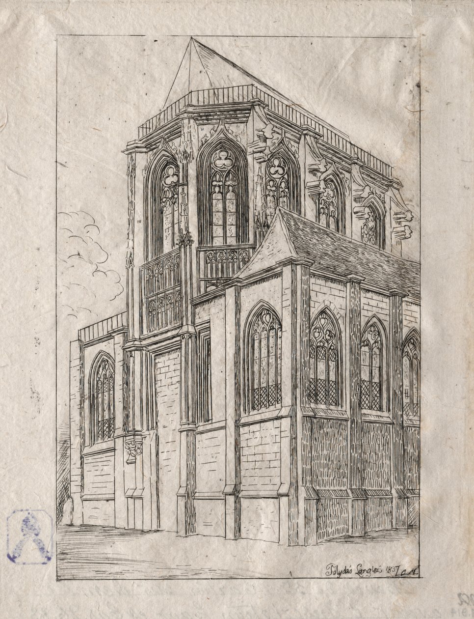 Apsiden av kyrkan St. Martin-sur-Renelle av Charles Meryon