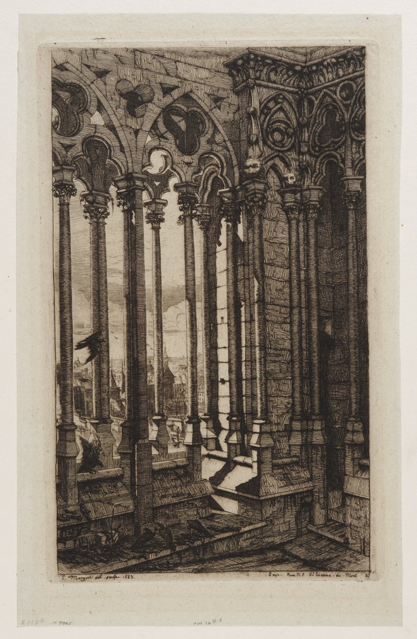 Galleriet vid Notre-Dame, Paris av Charles Meryon