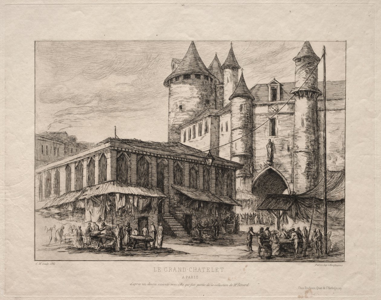 The Grand Châtelet, Paris, omkring 1780 av Charles Meryon