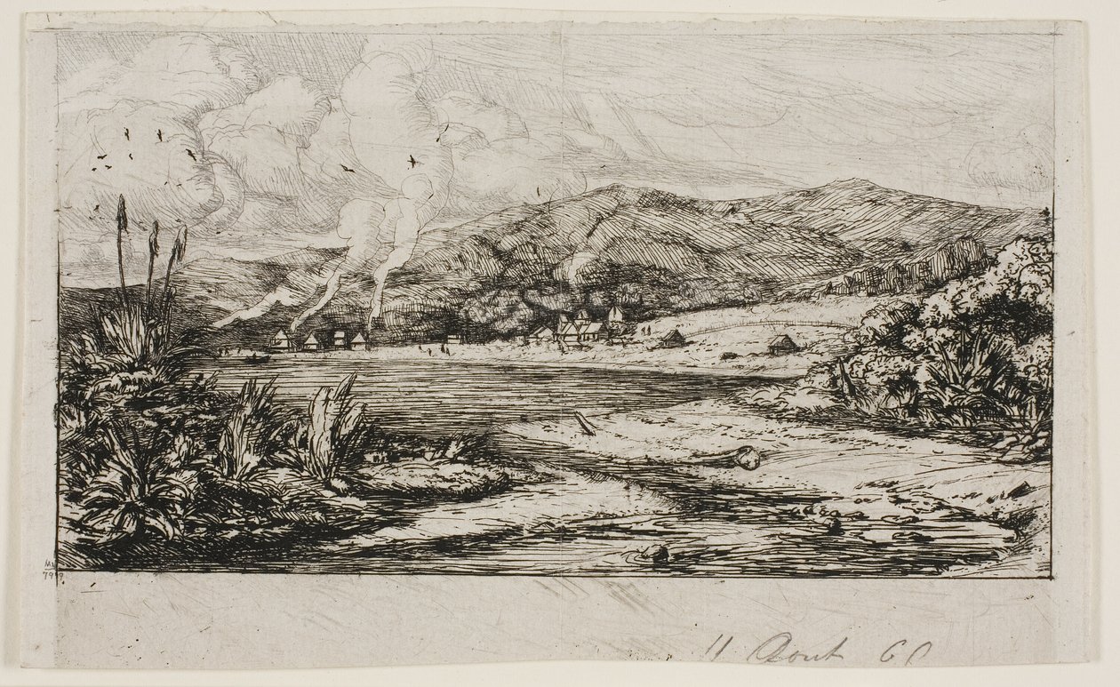 Den lilla franska kolonin i Akaroa, 1845 av Charles Meryon