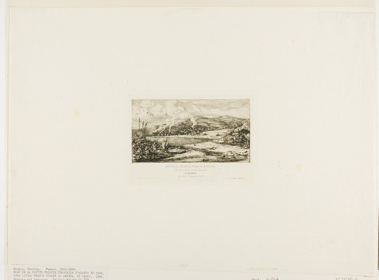 Den lilla franska kolonin i Akaroa, 1845 av Charles Meryon