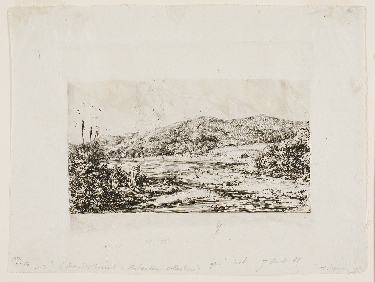 Den lilla franska kolonin i Akaroa, 1845 av Charles Meryon