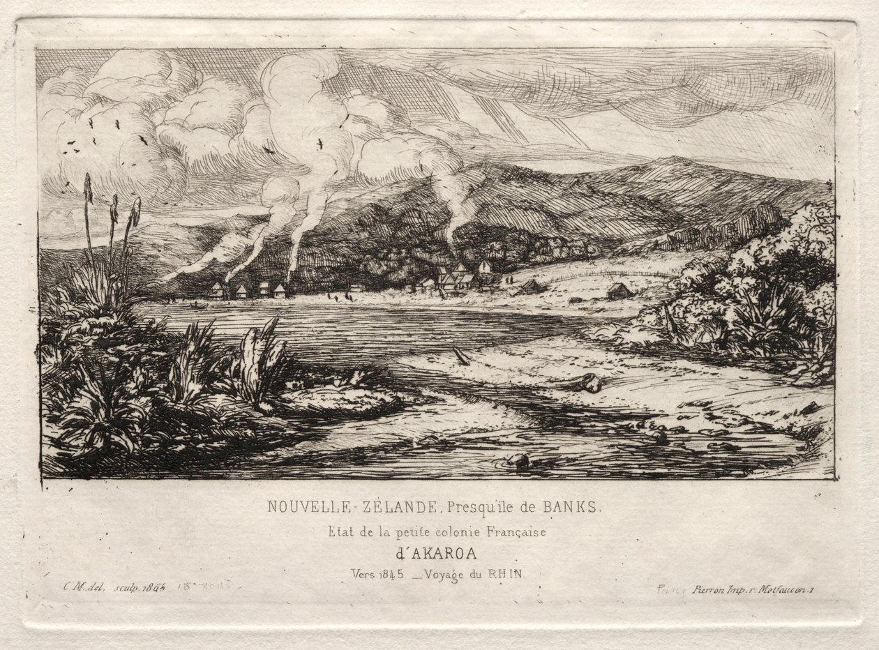 Den lilla franska kolonin i Akaroa, 1845, 1865. av Charles Meryon