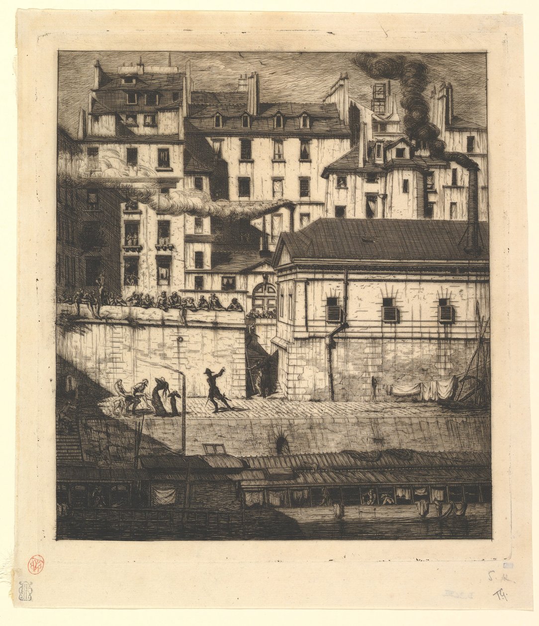 Bårhuset, Paris La Morgue, 1854. av Charles Meryon
