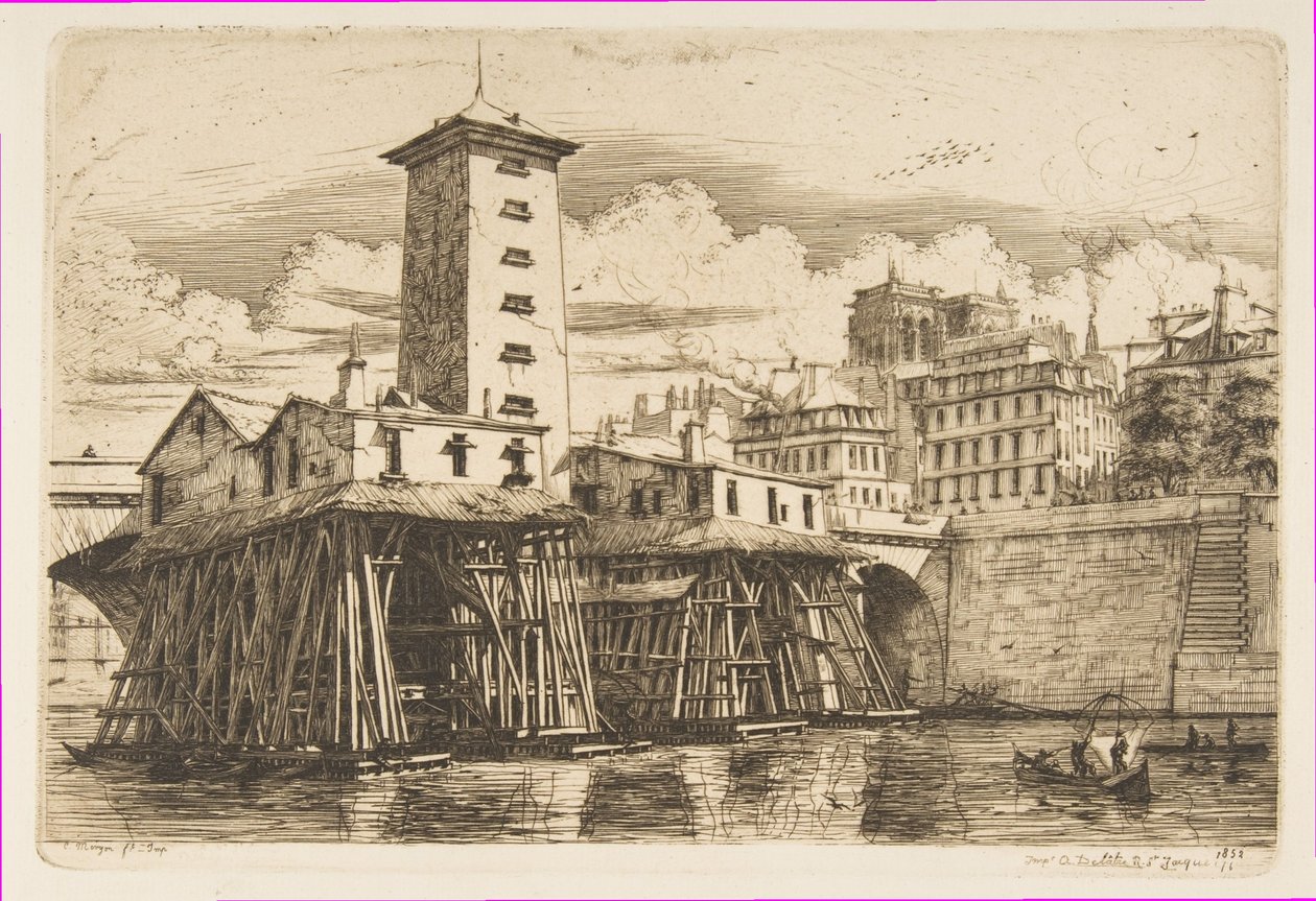 Notre-Dame-pumpen, Paris av Charles Meryon