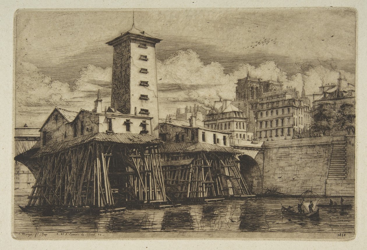 Notre-Dame-pumpen, ur ”Etsningar från Paris” av Charles Meryon