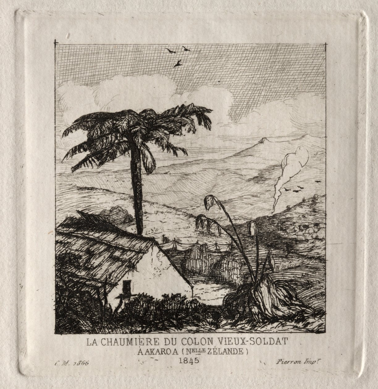 The Old-Soldier Settlers Hut i Akaroa, 1845, 1866. av Charles Meryon