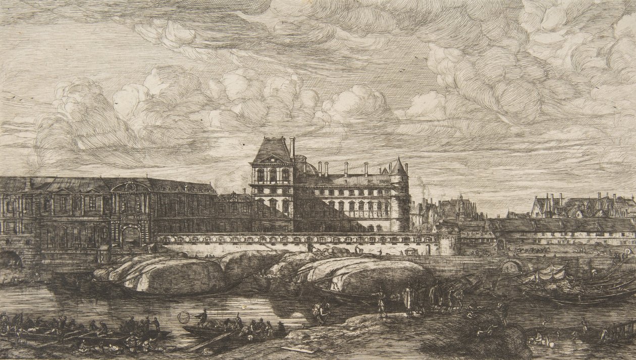 Gamla Louvren, Paris, efter Zeeman, 1865-66. av Charles Meryon