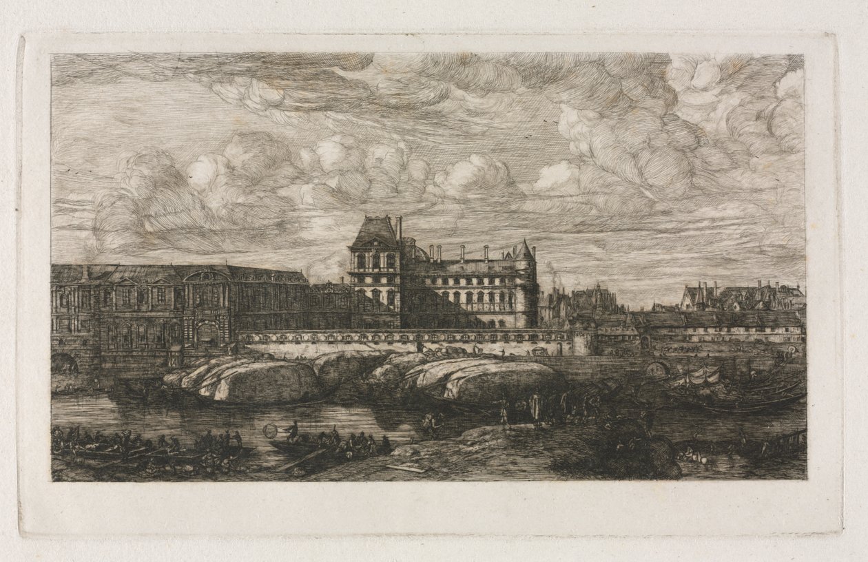 Gamla Louvren från en målning av Zeeman, 1651 av Charles Meryon