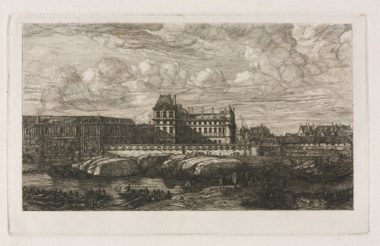 Gamla Louvren från en målning av Zeeman, 1651, 1866. av Charles Meryon