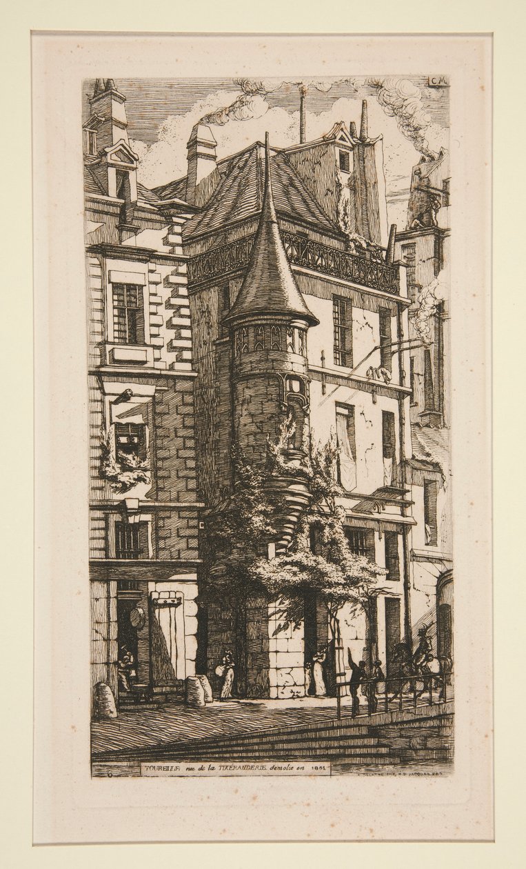 Tourelle, Rue de la Tixeranderie (hus med ett torn, rue de la Tixeranderie) av Charles Meryon