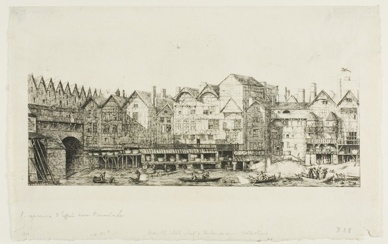 Vy över en del av staden Paris mot slutet av XVII-talet av Charles Meryon