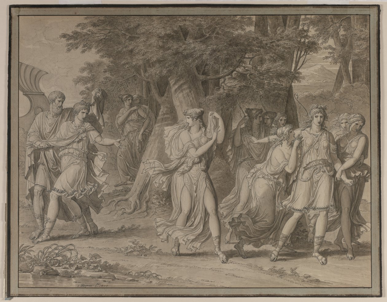 Telemachus, uppmanad av mentor, lämnar ön Calypso av Charles Meynier